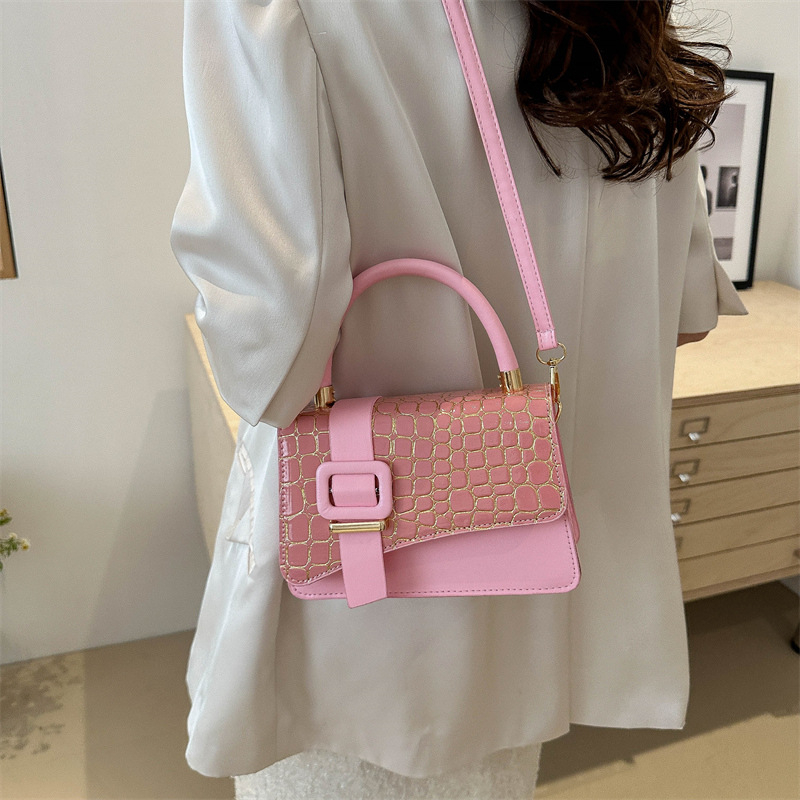 Női PU válltáska, utcai stílus, kis négyzet alakú táska, függőleges négyszögletes forma, fedél típusú nyitás