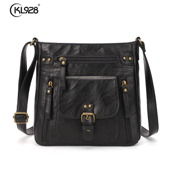 Válltáska - PU anyag, függőleges négyszögletes forma, cipzáras zárás, belső zsebek a telefonhoz és személyi igazolványhoz, KL928