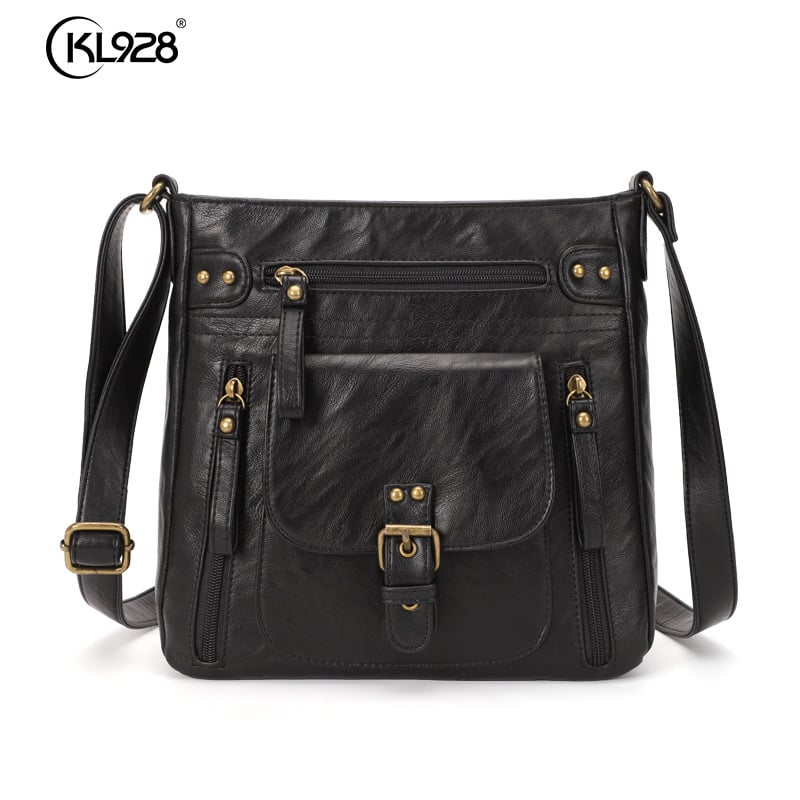 Válltáska - PU anyag, függőleges négyszögletes forma, cipzáras zárás, belső zsebek a telefonhoz és személyi igazolványhoz, KL928