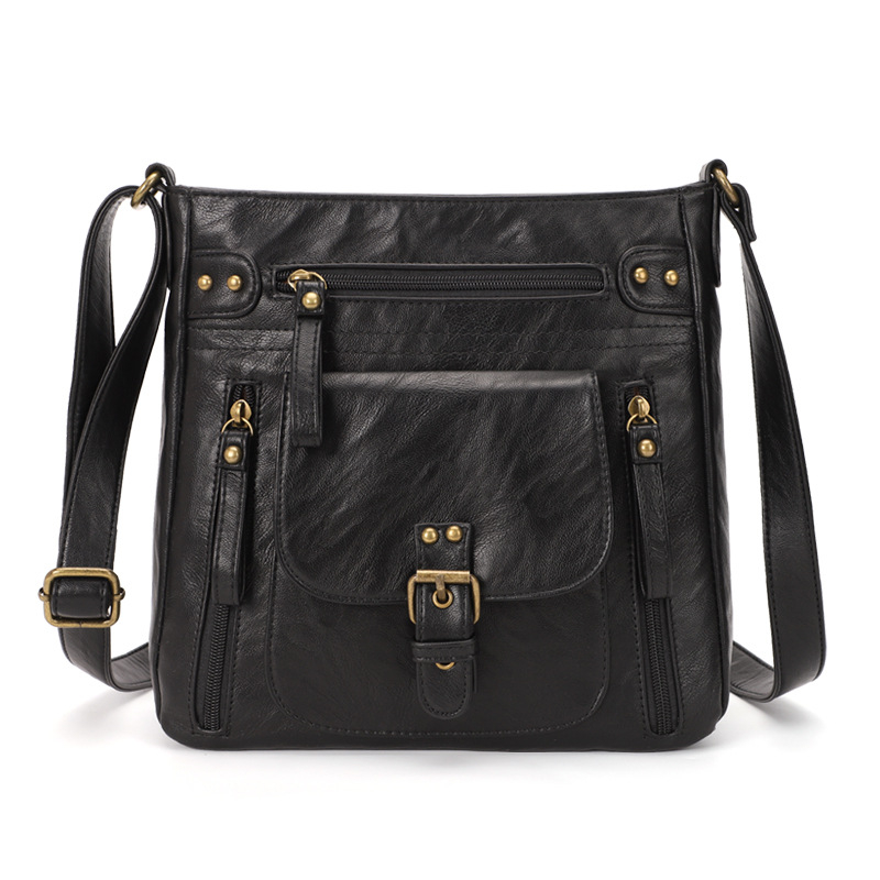 Válltáska - PU anyag, függőleges négyszögletes forma, cipzáras zárás, belső zsebek a telefonhoz és személyi igazolványhoz, KL928