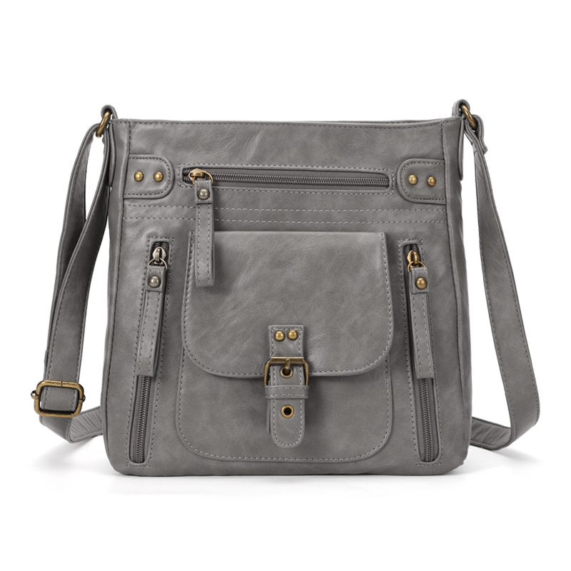 Válltáska - PU anyag, függőleges négyszögletes forma, cipzáras zárás, belső zsebek a telefonhoz és személyi igazolványhoz, KL928