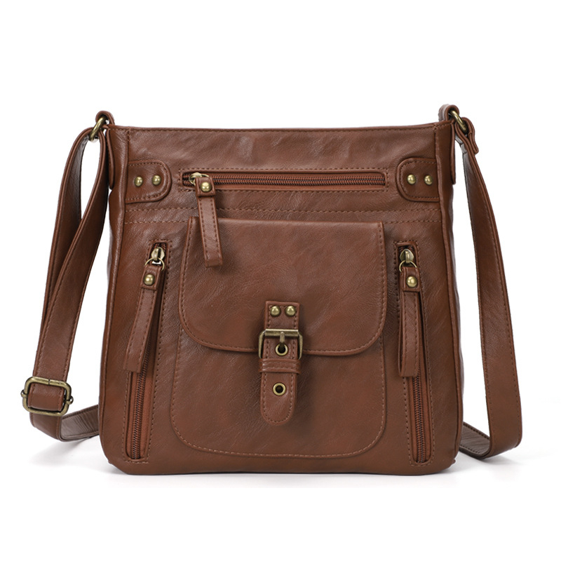 Válltáska - PU anyag, függőleges négyszögletes forma, cipzáras zárás, belső zsebek a telefonhoz és személyi igazolványhoz, KL928