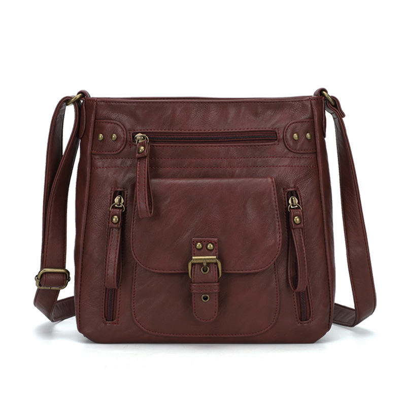 Válltáska - PU anyag, függőleges négyszögletes forma, cipzáras zárás, belső zsebek a telefonhoz és személyi igazolványhoz, KL928