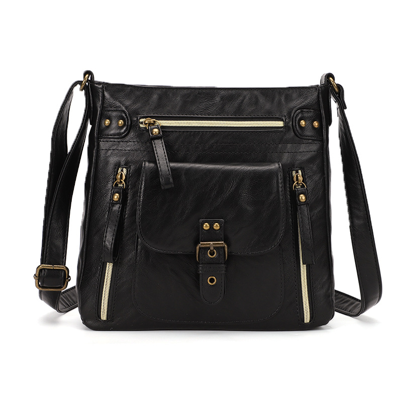 Válltáska - PU anyag, függőleges négyszögletes forma, cipzáras zárás, belső zsebek a telefonhoz és személyi igazolványhoz, KL928