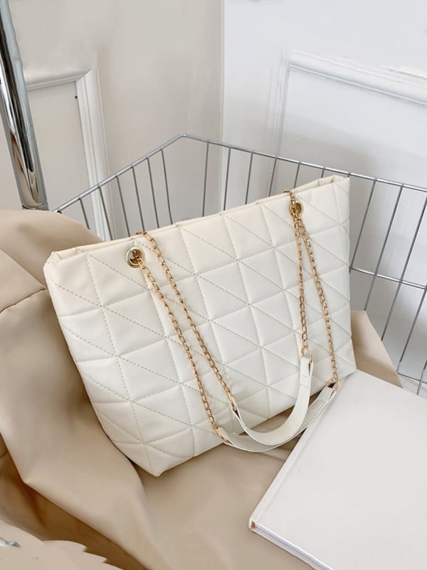 Чанта през рамо с ромбов бродерия и корона верижка (PU; подплата: полиестер; марка Butterfly Dance; стил: Fresh and Sweet; ежедневна употреба)