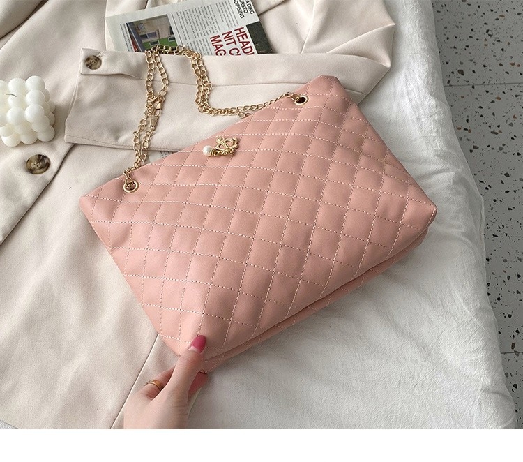 Чанта през рамо с ромбов бродерия и корона верижка (PU; подплата: полиестер; марка Butterfly Dance; стил: Fresh and Sweet; ежедневна употреба)