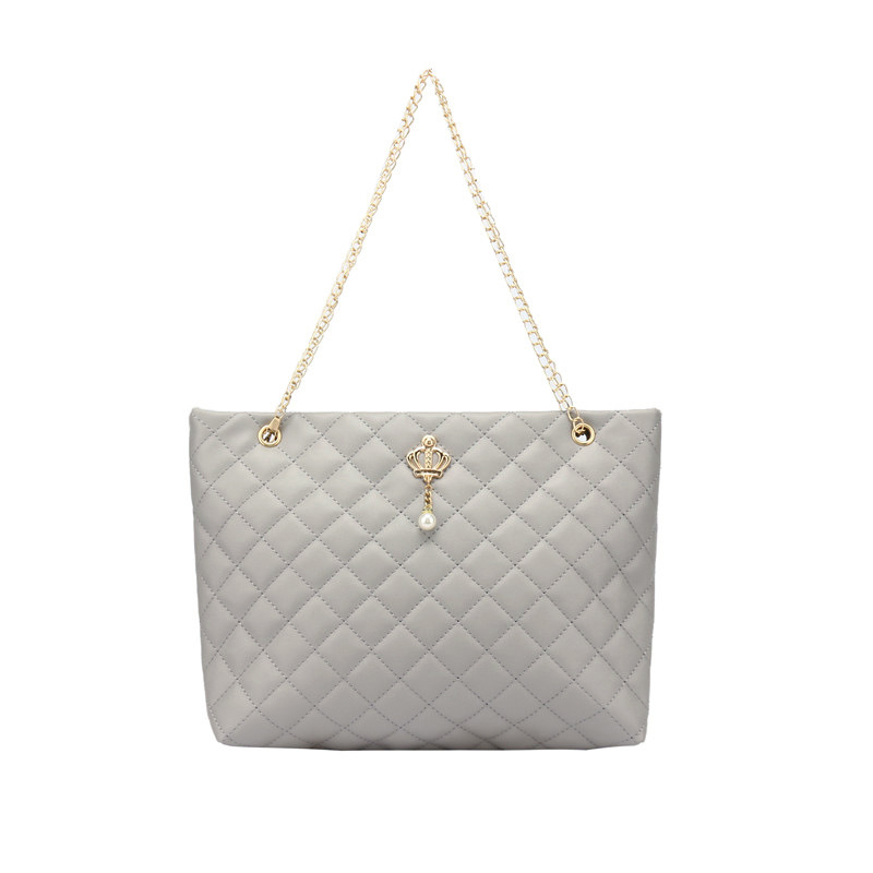 Чанта през рамо с ромбов бродерия и корона верижка (PU; подплата: полиестер; марка Butterfly Dance; стил: Fresh and Sweet; ежедневна употреба)