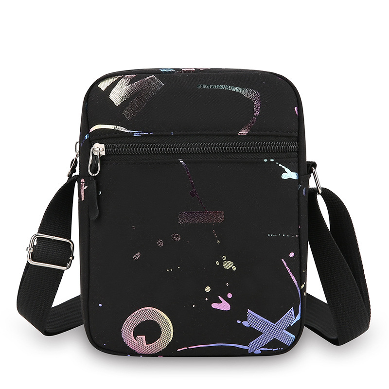 Juanjuan Дамска найлонова кръстосана през рамо чанта, вертикално квадратна форма, с цип и полиестерна подплата