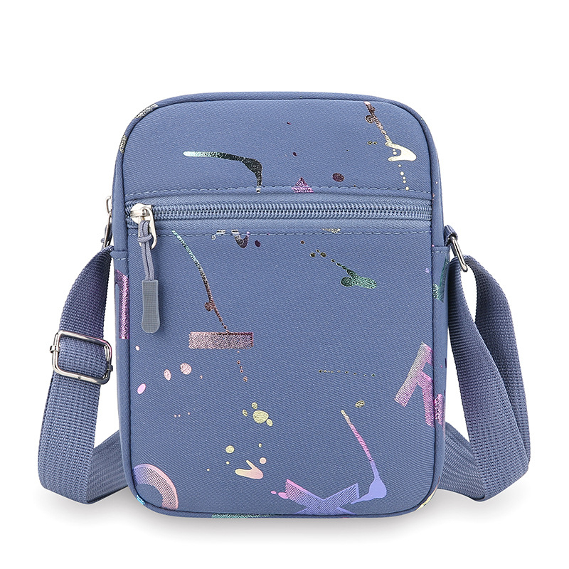 Juanjuan Дамска найлонова кръстосана през рамо чанта, вертикално квадратна форма, с цип и полиестерна подплата