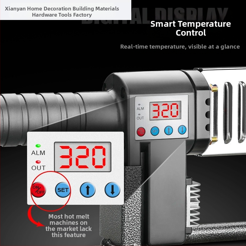 Namų karšto lydymo suvirinimo įrenginys su skaitmeniniu ekranu PPR vandentiekio vamzdžiams - 110V DC, elektrinis variklis, invertoriaus principas, rankinis valdymas