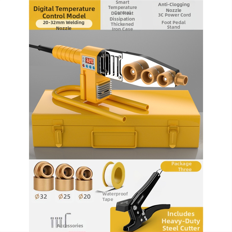 Mașină de sudură cu topire la cald pentru țevi PPR, afișaj digital, 110V DC, acționare electrică, funcționare cu invertor, control manual