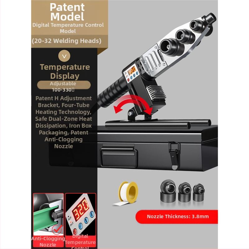 Mașină de sudură cu topire la cald pentru țevi PPR, afișaj digital, 110V DC, acționare electrică, funcționare cu invertor, control manual