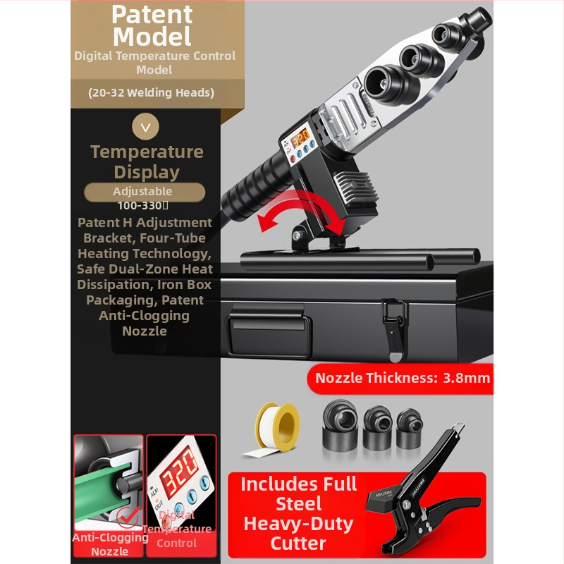 Mașină de sudură cu topire la cald pentru țevi PPR, afișaj digital, 110V DC, acționare electrică, funcționare cu invertor, control manual
