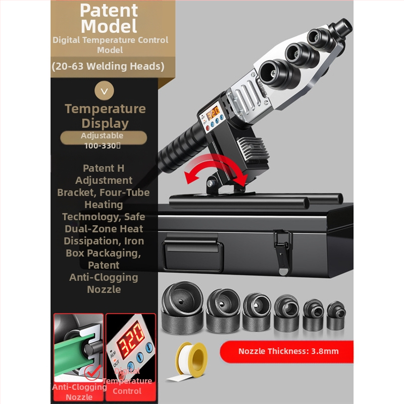 Mașină de sudură cu topire la cald pentru țevi PPR, afișaj digital, 110V DC, acționare electrică, funcționare cu invertor, control manual