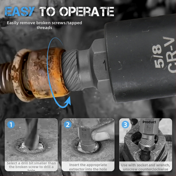 Hi-Spec комплект за извличане на счупени винтове – хром-молибденова стомана, инструмент за извличане на винтове