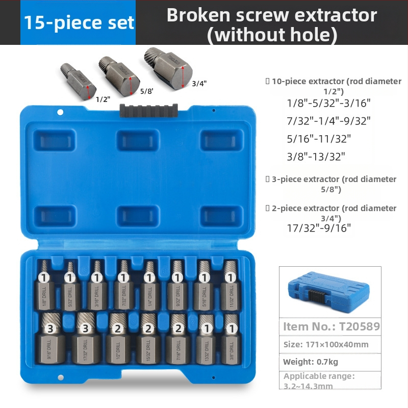 Hi-Spec комплект за извличане на счупени винтове – хром-молибденова стомана, инструмент за извличане на винтове
