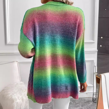 Tie-Dye kötött kardigán, középméretű, V-nyakú, hosszú ujjú, 95% poliészter