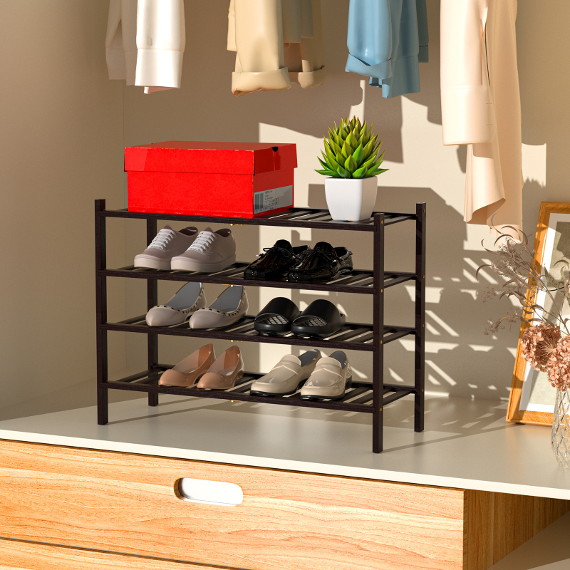 Πτυσσόμενο ράφι παπουτσιών από μπαμπού, 2–5 επιπέδων, στοιβαζόμενος αποθηκευτικός, εξοικονόμηση χώρου, μοντέρνος σχεδιασμός