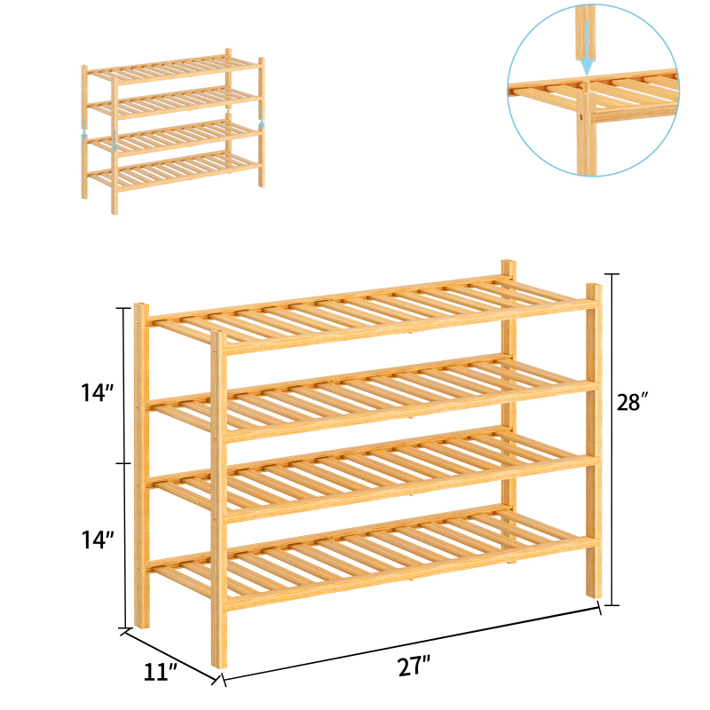 Πτυσσόμενο ράφι παπουτσιών από μπαμπού, 2–5 επιπέδων, στοιβαζόμενος αποθηκευτικός, εξοικονόμηση χώρου, μοντέρνος σχεδιασμός