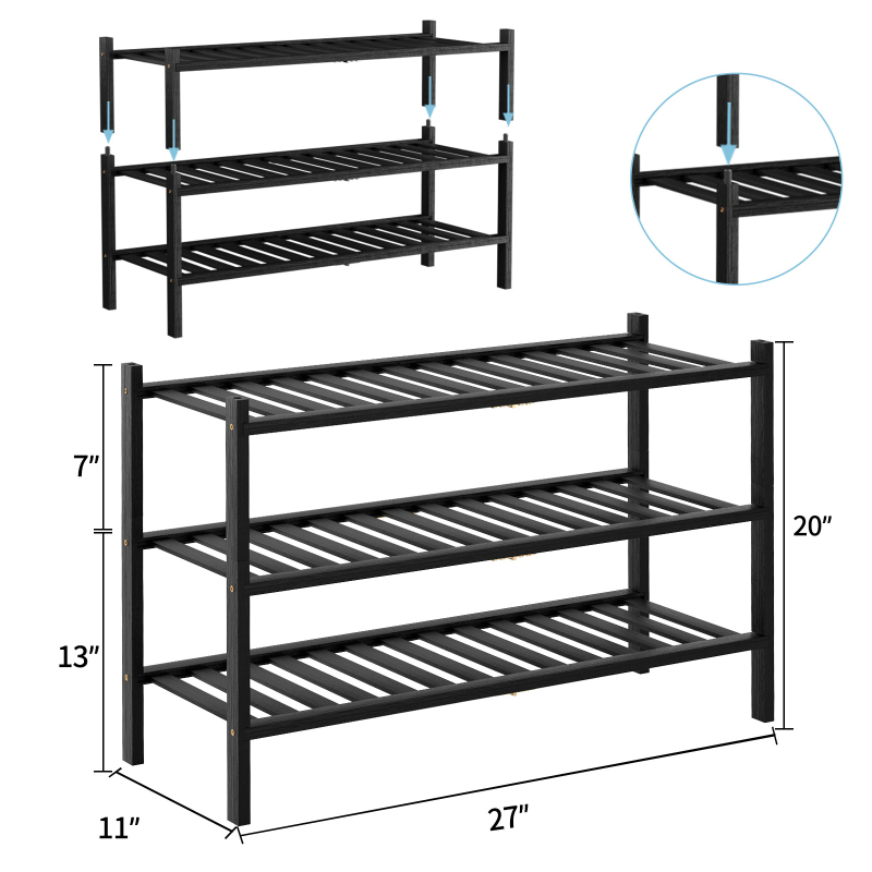 Πτυσσόμενο ράφι παπουτσιών από μπαμπού, 2–5 επιπέδων, στοιβαζόμενος αποθηκευτικός, εξοικονόμηση χώρου, μοντέρνος σχεδιασμός