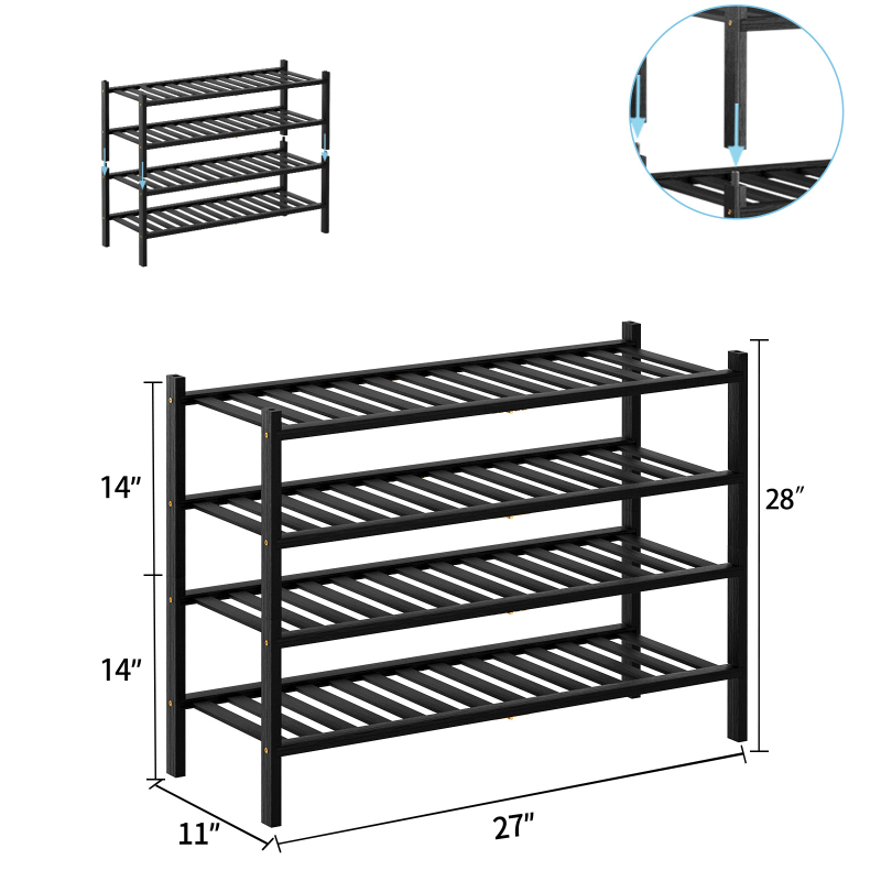 Πτυσσόμενο ράφι παπουτσιών από μπαμπού, 2–5 επιπέδων, στοιβαζόμενος αποθηκευτικός, εξοικονόμηση χώρου, μοντέρνος σχεδιασμός