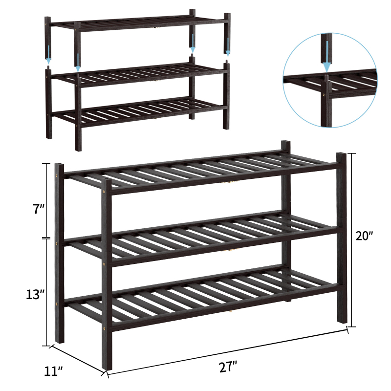 Πτυσσόμενο ράφι παπουτσιών από μπαμπού, 2–5 επιπέδων, στοιβαζόμενος αποθηκευτικός, εξοικονόμηση χώρου, μοντέρνος σχεδιασμός