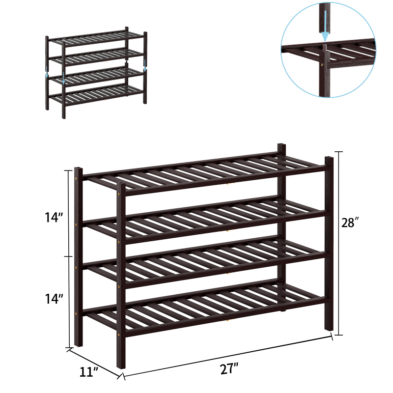 Πτυσσόμενο ράφι παπουτσιών από μπαμπού, 2–5 επιπέδων, στοιβαζόμενος αποθηκευτικός, εξοικονόμηση χώρου, μοντέρνος σχεδιασμός