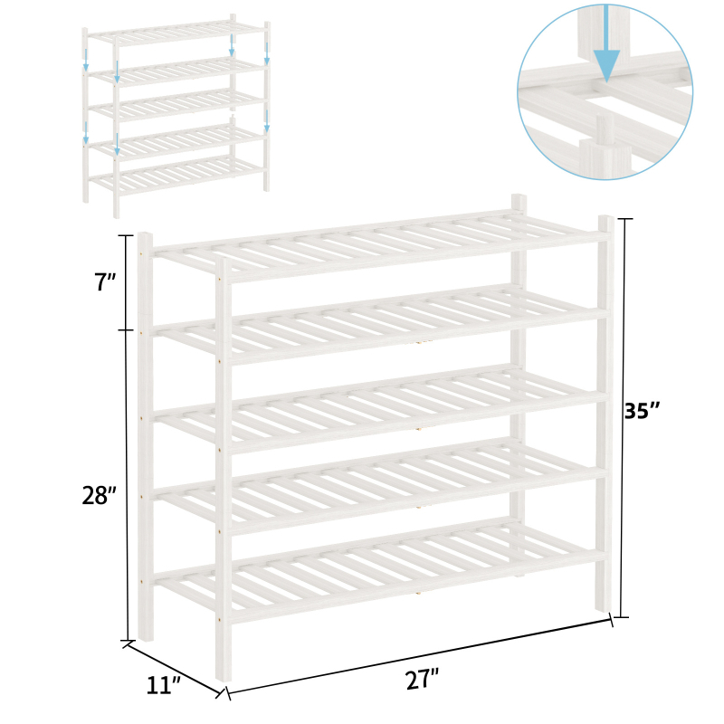 Πτυσσόμενο ράφι παπουτσιών από μπαμπού, 2–5 επιπέδων, στοιβαζόμενος αποθηκευτικός, εξοικονόμηση χώρου, μοντέρνος σχεδιασμός