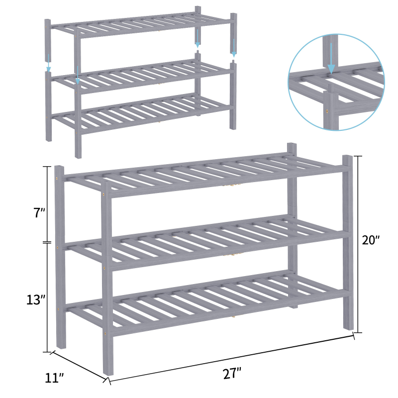 Πτυσσόμενο ράφι παπουτσιών από μπαμπού, 2–5 επιπέδων, στοιβαζόμενος αποθηκευτικός, εξοικονόμηση χώρου, μοντέρνος σχεδιασμός