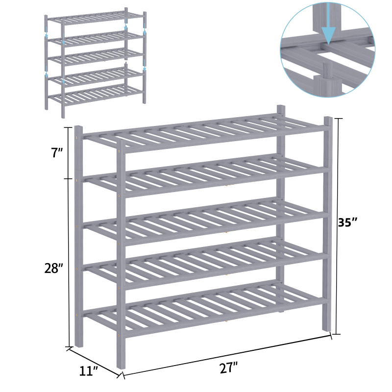 Πτυσσόμενο ράφι παπουτσιών από μπαμπού, 2–5 επιπέδων, στοιβαζόμενος αποθηκευτικός, εξοικονόμηση χώρου, μοντέρνος σχεδιασμός