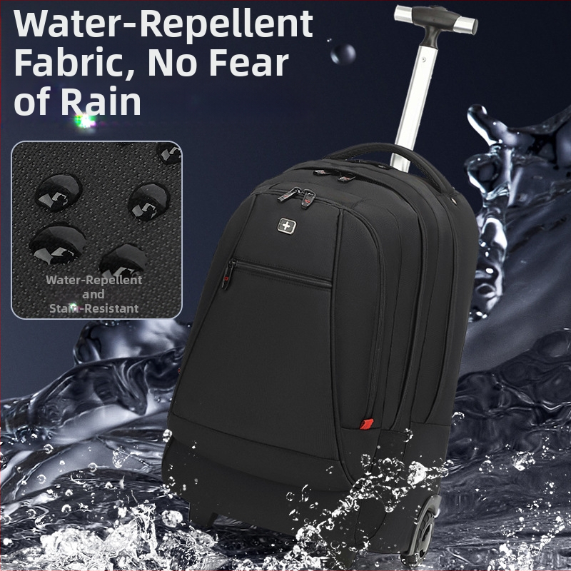 KINGSGEAR раница от плат Оксфорд с тролей колела; дишаща, водоустойчива и износоустойчива; защита на гръбнака; извита презрамка; предназначена за училищна употреба.