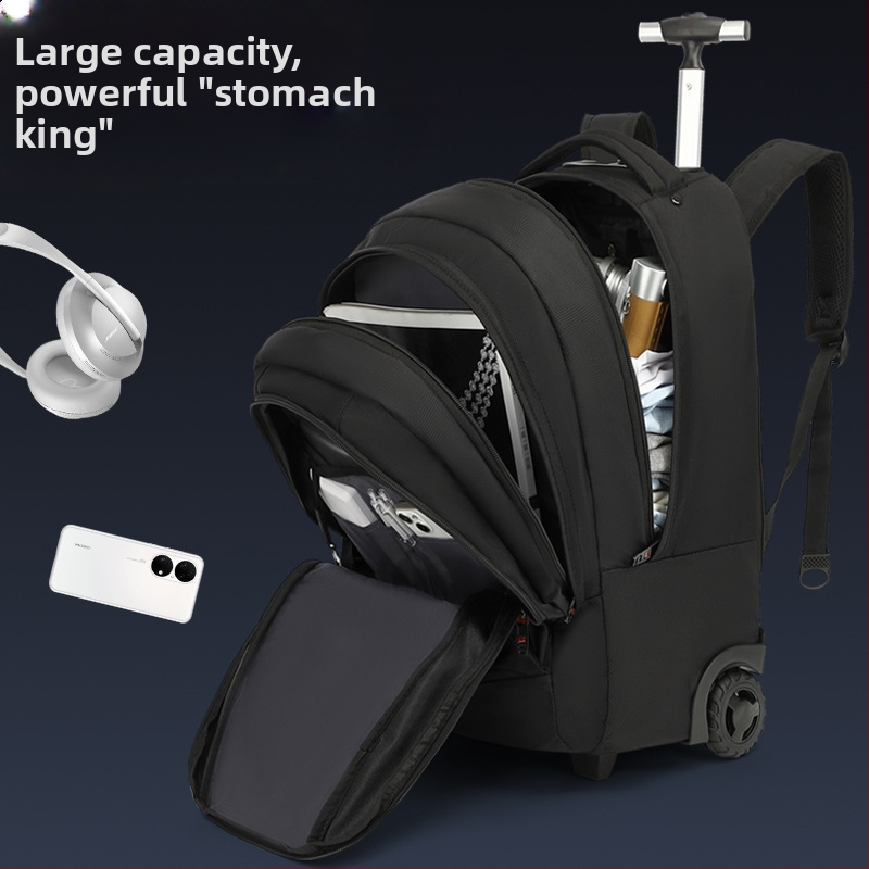 KINGSGEAR раница от плат Оксфорд с тролей колела; дишаща, водоустойчива и износоустойчива; защита на гръбнака; извита презрамка; предназначена за училищна употреба.