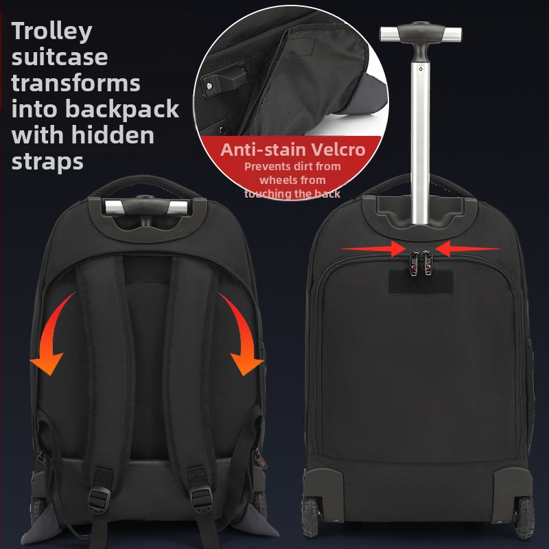 KINGSGEAR раница от плат Оксфорд с тролей колела; дишаща, водоустойчива и износоустойчива; защита на гръбнака; извита презрамка; предназначена за училищна употреба.