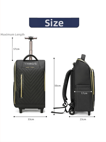 Rucsac de călătorie cu roți universale, din poliester, închidere cu fermoar, greutate 2,5 kg