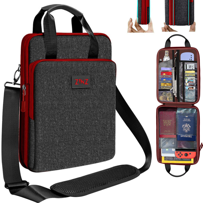Muška torba preko ramena za prijenosno računalo, ZINZ, Oxford tkanina, proširiva, poslovni stil, podstava od poliestera