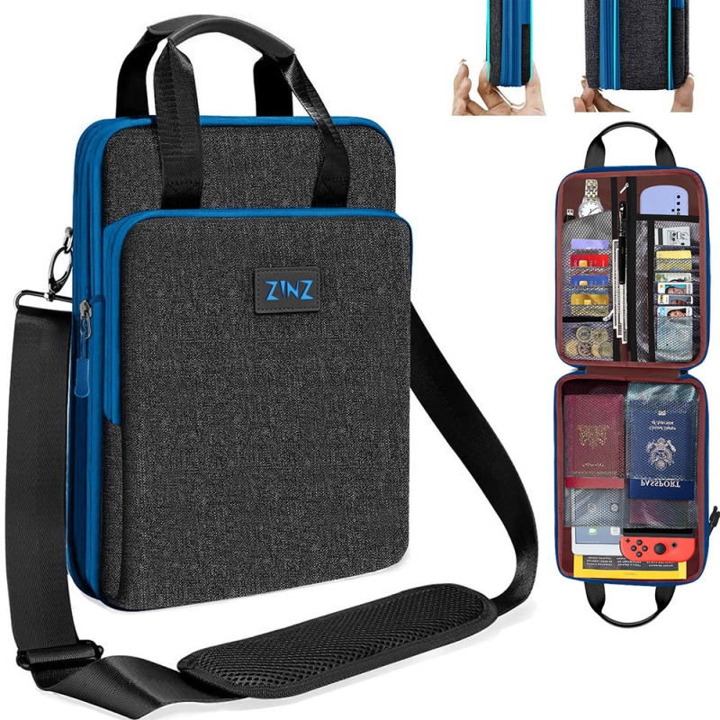 Muška torba preko ramena za prijenosno računalo, ZINZ, Oxford tkanina, proširiva, poslovni stil, podstava od poliestera