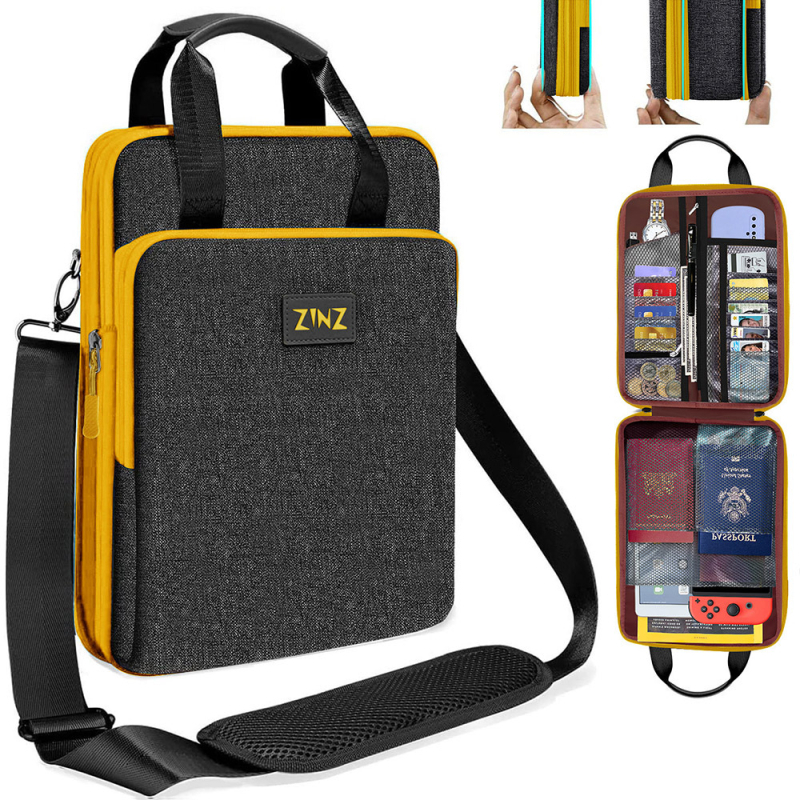 Muška torba preko ramena za prijenosno računalo, ZINZ, Oxford tkanina, proširiva, poslovni stil, podstava od poliestera