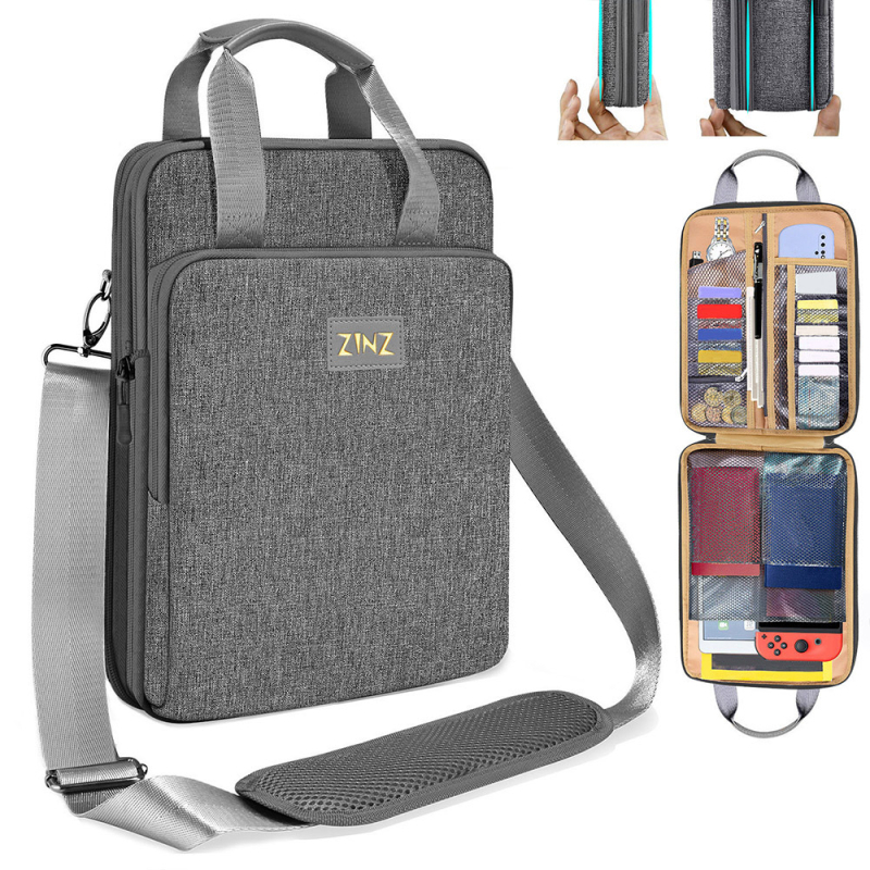 Muška torba preko ramena za prijenosno računalo, ZINZ, Oxford tkanina, proširiva, poslovni stil, podstava od poliestera