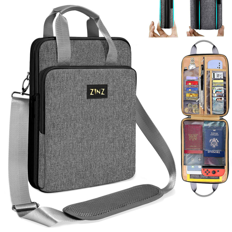 Muška torba preko ramena za prijenosno računalo, ZINZ, Oxford tkanina, proširiva, poslovni stil, podstava od poliestera