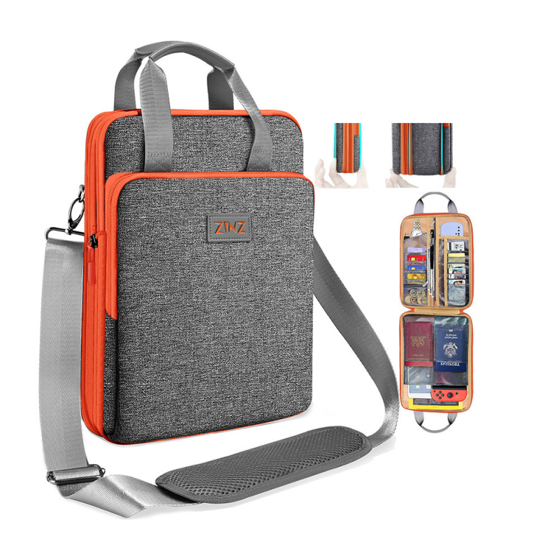 Muška torba preko ramena za prijenosno računalo, ZINZ, Oxford tkanina, proširiva, poslovni stil, podstava od poliestera