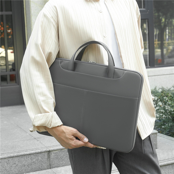 Чанта за лаптоп от оксфорд плат, водоустойчива, супер лека и износоустойчива, подплата от плюш, едноцветен дизайн