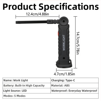 Φορητό εξωτερικό LED φως εργασίας – πολλαπλών πηγών, επαναφορτιζόμενο, 10W, μπαταρία 1200mAh, 360° περιστροφή, εμβέλεια έως 500 μ