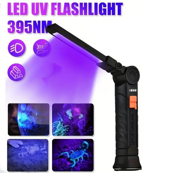 Kültéri hordozható LED munkalámpa – több fényforrású világítás, újratölthető, 10W, 1200mAh, 360° forgás, hatótáv 500 m-ig