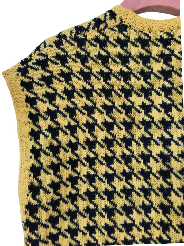 DUTRIEUX Vestă-cardigan fără mâneci, poliester, model abstract, lungă, guler deschis