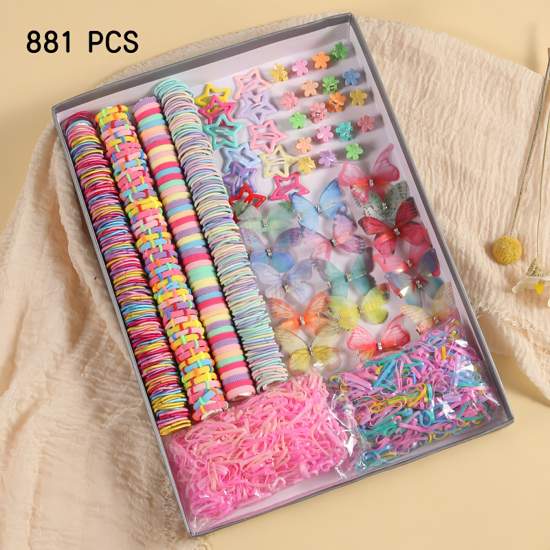 Vaikų plaukų aksesuarų rinkinys — Princesės serija, rankų darbo, plastiko/dervos medžiagos, 875 vienetai