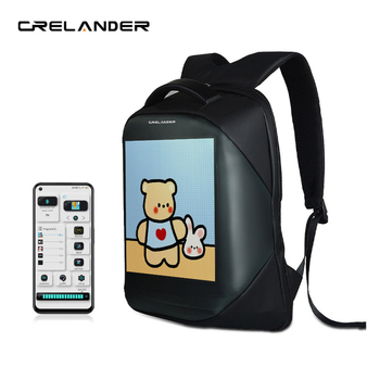 Crelander LED dinamikus kijelzős hátizsák | Vászon anyag | Légáteresztő, vízálló, kopásálló, földrengésálló | Légpárnás vállpánt rendszer | Kompatibilis 15,6 hüvelykes laptopokkal