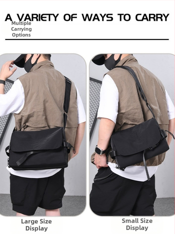 Мъжка чанта през рамо - Голям капацитет, уличен стил, ежедневна употреба (Водоустойчива материя; Полиестерова подплата; Дишаща; Разделение сухо/мокро)