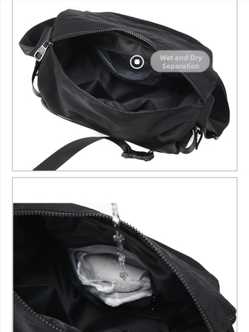 Мъжка чанта през рамо - Голям капацитет, уличен стил, ежедневна употреба (Водоустойчива материя; Полиестерова подплата; Дишаща; Разделение сухо/мокро)
