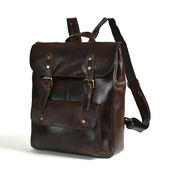 Unisex γνήσια δερμάτινη τσάντα πλάτης, με ανθεκτικό πρώτο στρώμα βοδινού δέρματος, στυλ κολλεγίου, βρετανικό ρετρό, χωρητικότητα κάτω από 20 λίτρα