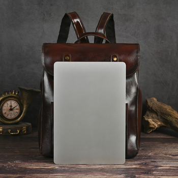 Unisex γνήσια δερμάτινη τσάντα πλάτης, με ανθεκτικό πρώτο στρώμα βοδινού δέρματος, στυλ κολλεγίου, βρετανικό ρετρό, χωρητικότητα κάτω από 20 λίτρα